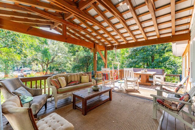 view of patio / terrace with outdoor lounge area and a deck