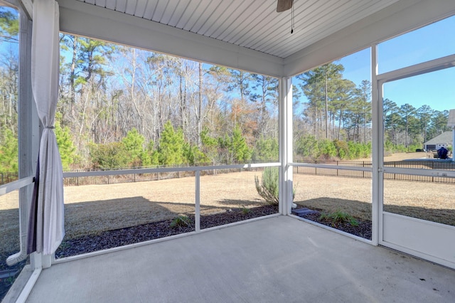 view of unfurnished sunroom