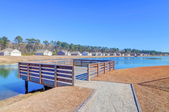 dock area featuring a water view