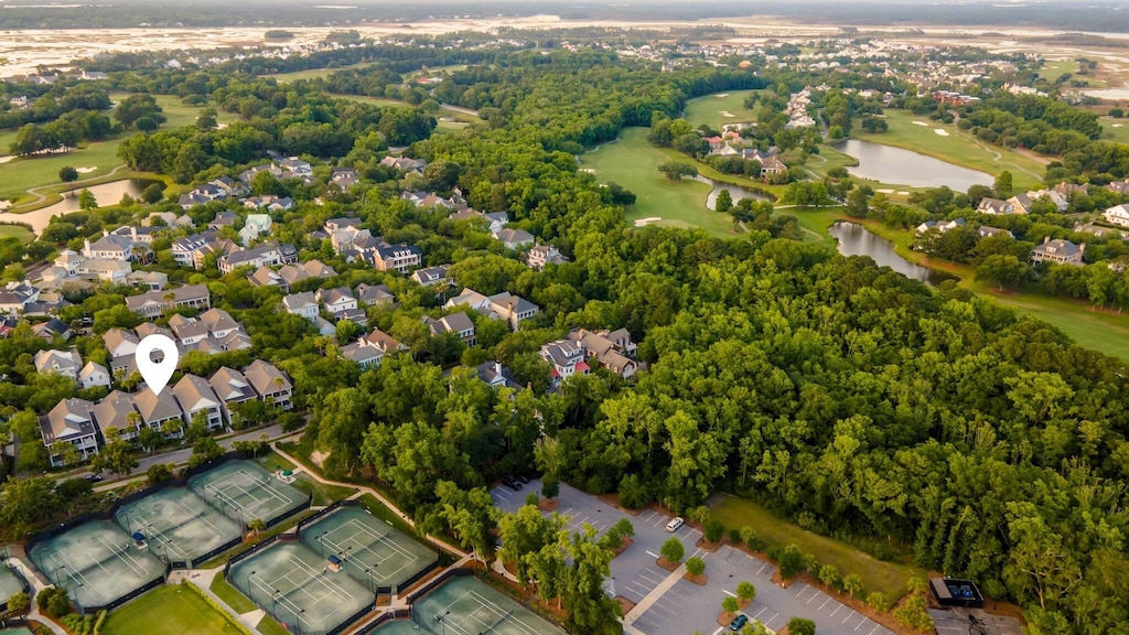 205 Delahow St, Daniel Island, SC 29492 - aerial view of residential area with a large body of water and a golf course