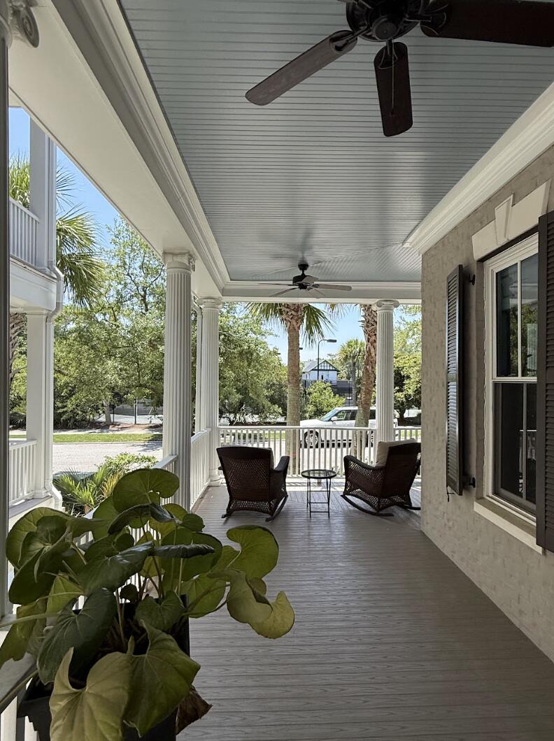 205 Delahow St, Daniel Island, SC 29492 - porch featuring a ceiling fan