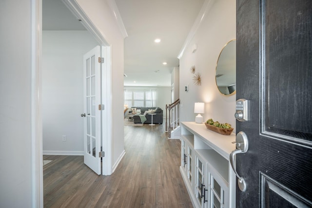 705 Squire Pope Rd, Summerville, SC 29486 - entrance foyer featuring french doors, dark wood finished floors, recessed lighting, and baseboards