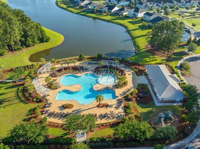 705 Squire Pope Rd, Summerville, SC 29486 - aerial overview of property's location with a pool area and a large body of water