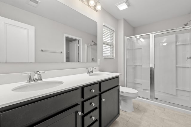 514 Purple Finch Rd, Summerville, SC 29486 - full bathroom with a shower stall, double vanity, toilet, and tile patterned floors
