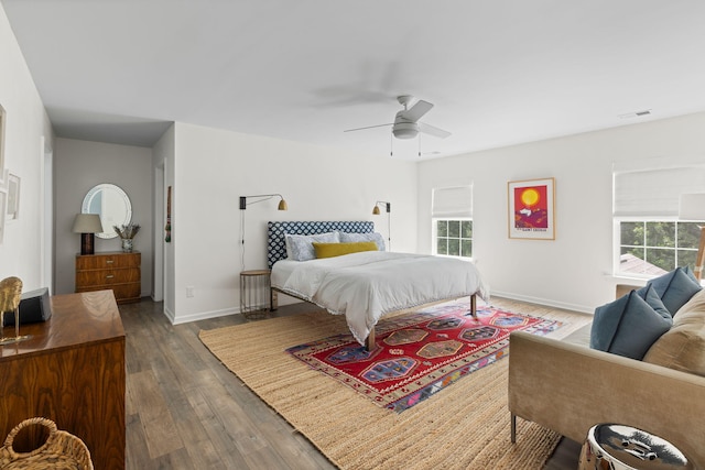 1825 Crossbill Trl, Hanahan, SC 29410 - bedroom with wood finished floors, baseboards, and ceiling fan