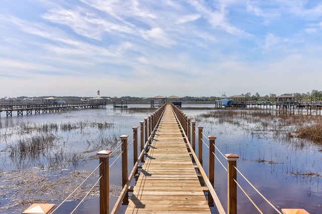 view of dock featuring a water view