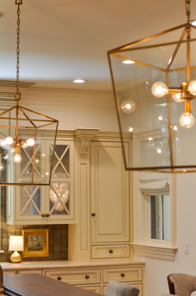 details with an inviting chandelier