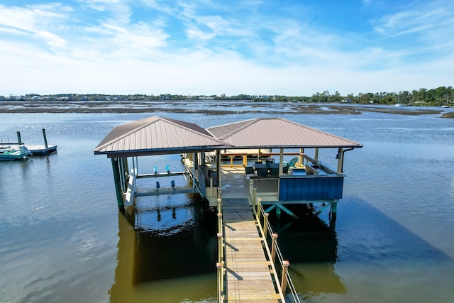 dock area featuring a water view