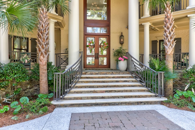 view of exterior entry with french doors