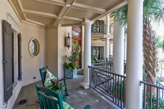 view of terrace featuring a balcony