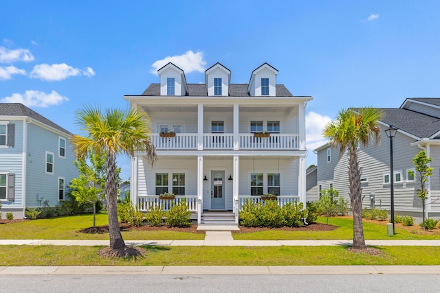 1828 Agate Bay Dr, Mount Pleasant, SC 29466 - view of front of home featuring a porch, a balcony, and a front yard
