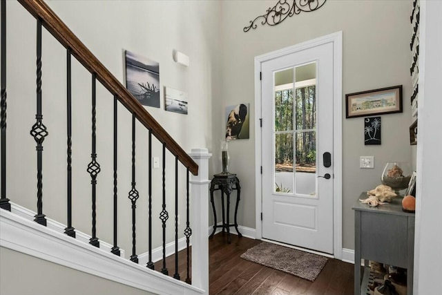 entrance foyer featuring dark wood-type flooring