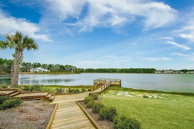 dock area featuring a water view