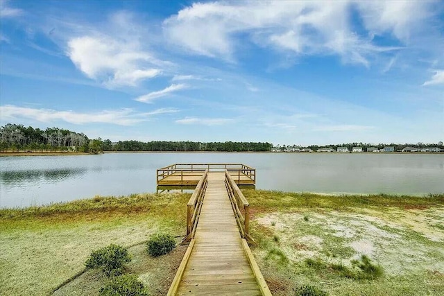 view of dock featuring a water view