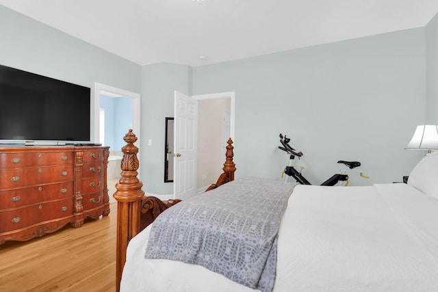 bedroom with light wood-style floors