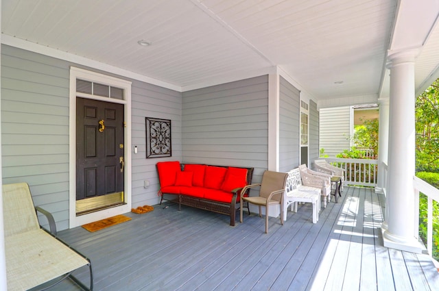 deck with covered porch