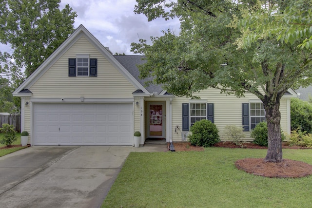 104 Lancaster Ct, Goose Creek, SC 29445 - view of front of property with concrete driveway, a front yard, and a shingled roof