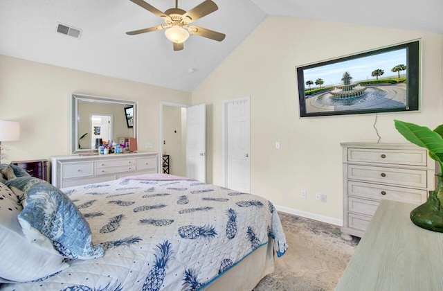 104 Lancaster Ct, Goose Creek, SC 29445 - bedroom with vaulted ceiling and ceiling fan