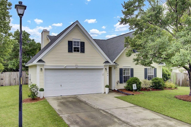 104 Lancaster Ct, Goose Creek, SC 29445 - traditional-style house with driveway, a chimney, and roof with shingles