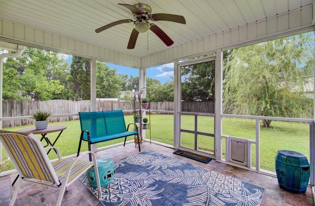 104 Lancaster Ct, Goose Creek, SC 29445 - sunroom / solarium with a ceiling fan and plenty of natural light