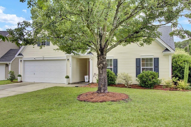 104 Lancaster Ct, Goose Creek, SC 29445 - obstructed view of property featuring driveway, a front lawn, a garage, and a shingled roof