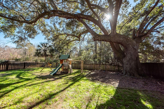 view of yard featuring a playground