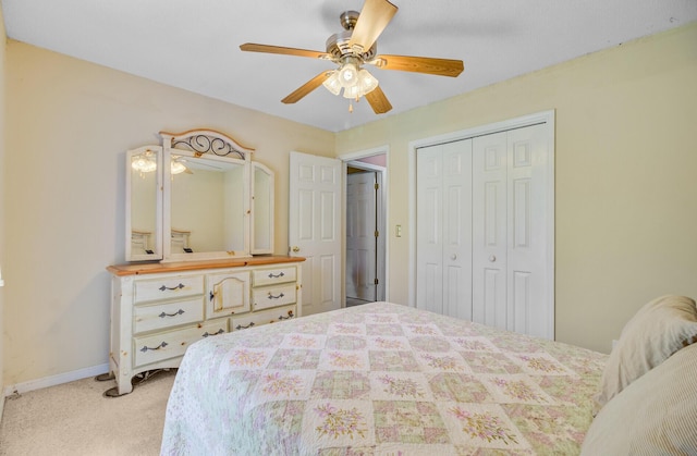 4 Garth Dr, Charleston, SC 29414 - bedroom featuring light colored carpet, a closet, baseboards, and a ceiling fan