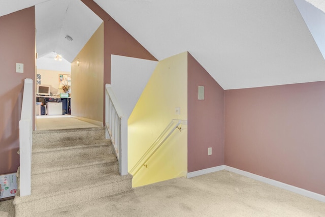 4 Garth Dr, Charleston, SC 29414 - stairs with lofted ceiling, carpet floors, and baseboards