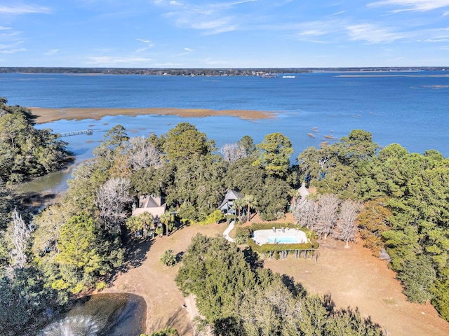 bird's eye view featuring a water view