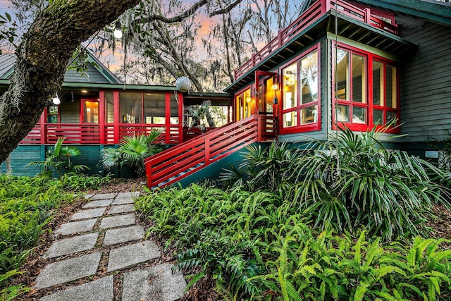 exterior space with a sunroom