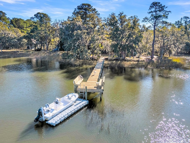 dock area featuring a water view