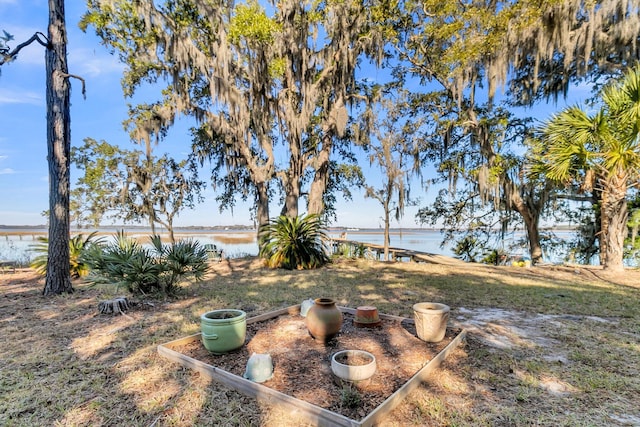 view of yard featuring a water view