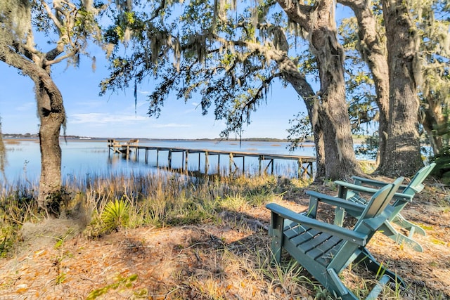 view of dock featuring a water view