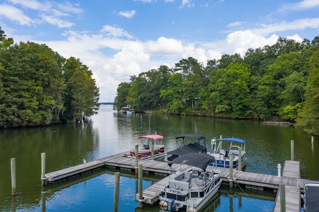 view of dock featuring a water view