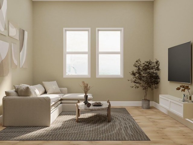 living room with light wood-type flooring