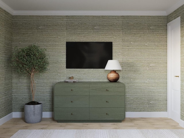 room details with crown molding and wood-type flooring