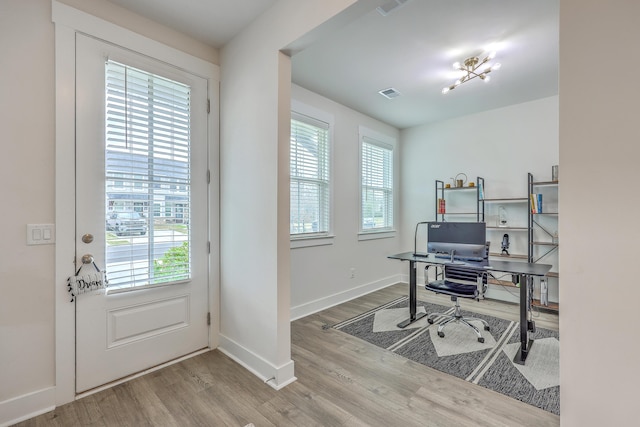 7803 Park Gate Dr, Charleston, SC 29418 - office with baseboards, visible vents, and wood finished floors