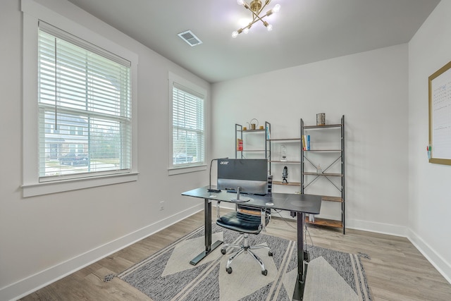 7803 Park Gate Dr, Charleston, SC 29418 - office featuring light wood-type flooring, baseboards, and visible vents