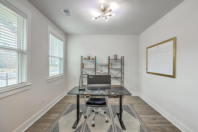 7803 Park Gate Dr, Charleston, SC 29418 - office space with dark wood-style floors, baseboards, and visible vents
