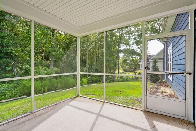 view of unfurnished sunroom