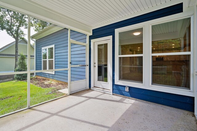 view of unfurnished sunroom