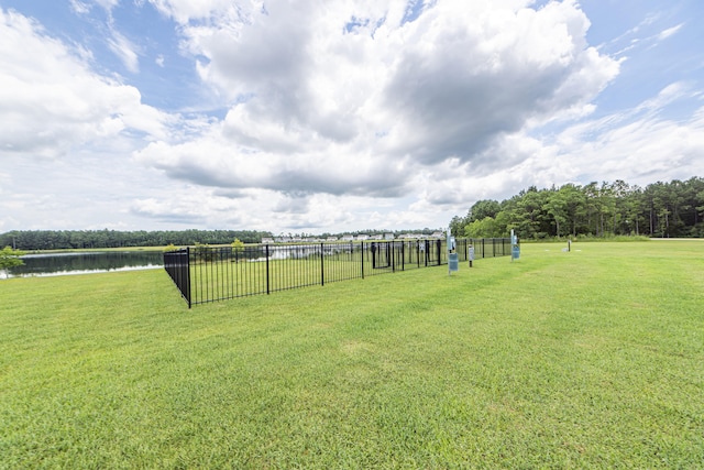 view of yard with a water view