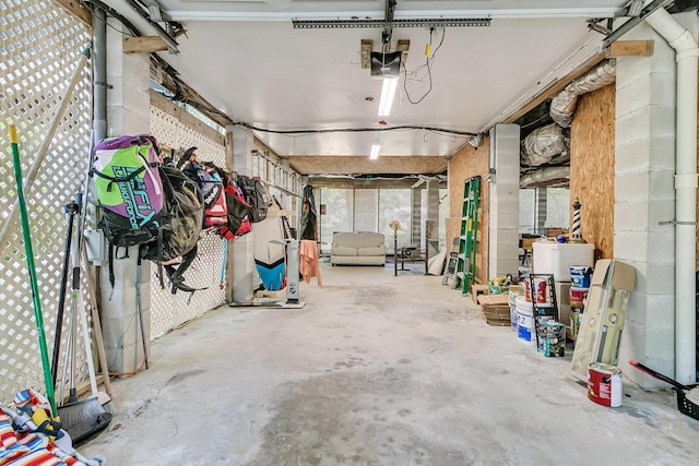 garage with a garage door opener