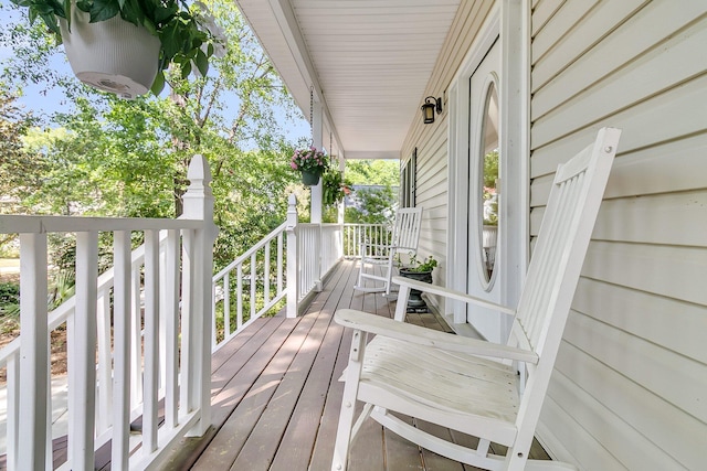 deck featuring covered porch
