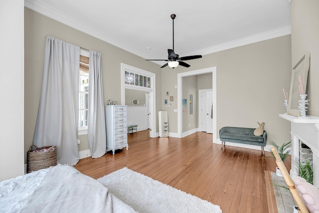 68 Vanderhorst St Unit A, Charleston, SC 29403 - bedroom featuring wood finished floors, crown molding, and ceiling fan