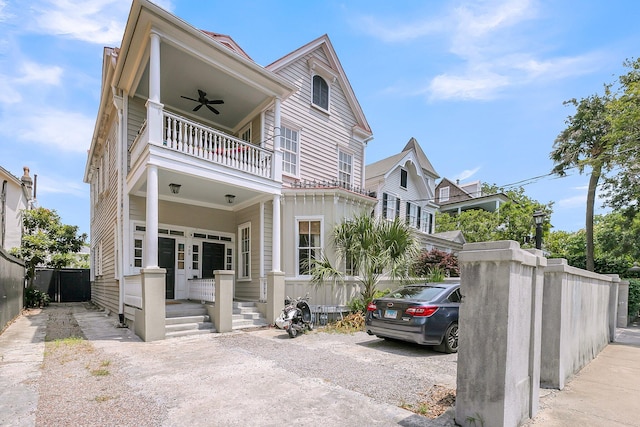68 Vanderhorst St Unit A, Charleston, SC 29403 - view of front of property with a balcony and a ceiling fan