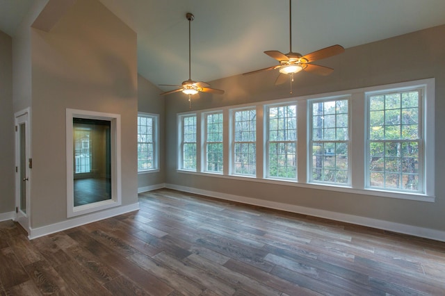 unfurnished sunroom with vaulted ceiling