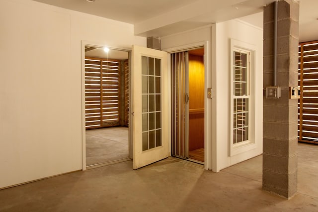 wine room with concrete floors