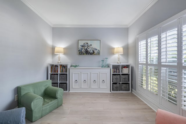 1250 White Tail Path, Charleston, SC 29414 - living area with crown molding, plenty of natural light, light wood-style flooring, and baseboards