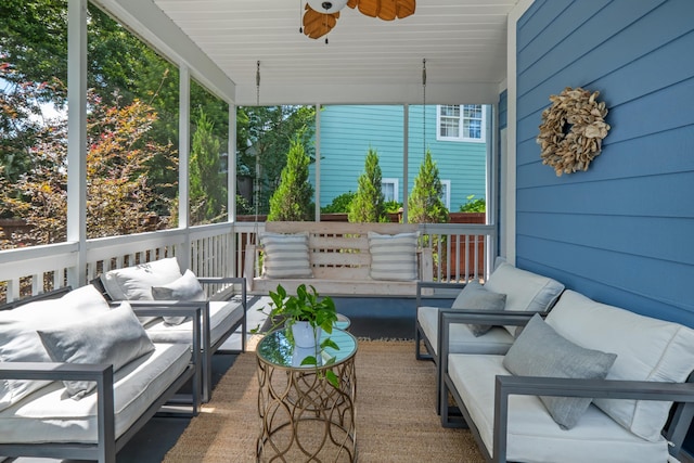 1250 White Tail Path, Charleston, SC 29414 - sunroom / solarium with outdoor lounge area, ceiling fan, and healthy amount of natural light